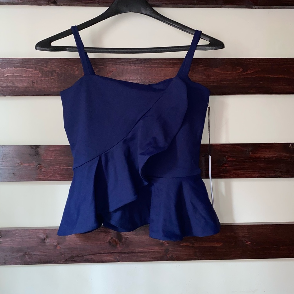 Susana Monaco Blue Ruffle Tank